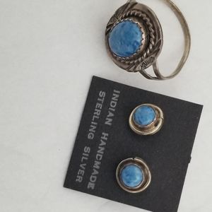 Indian Handmade Sterling Silver Blue Larimar Set